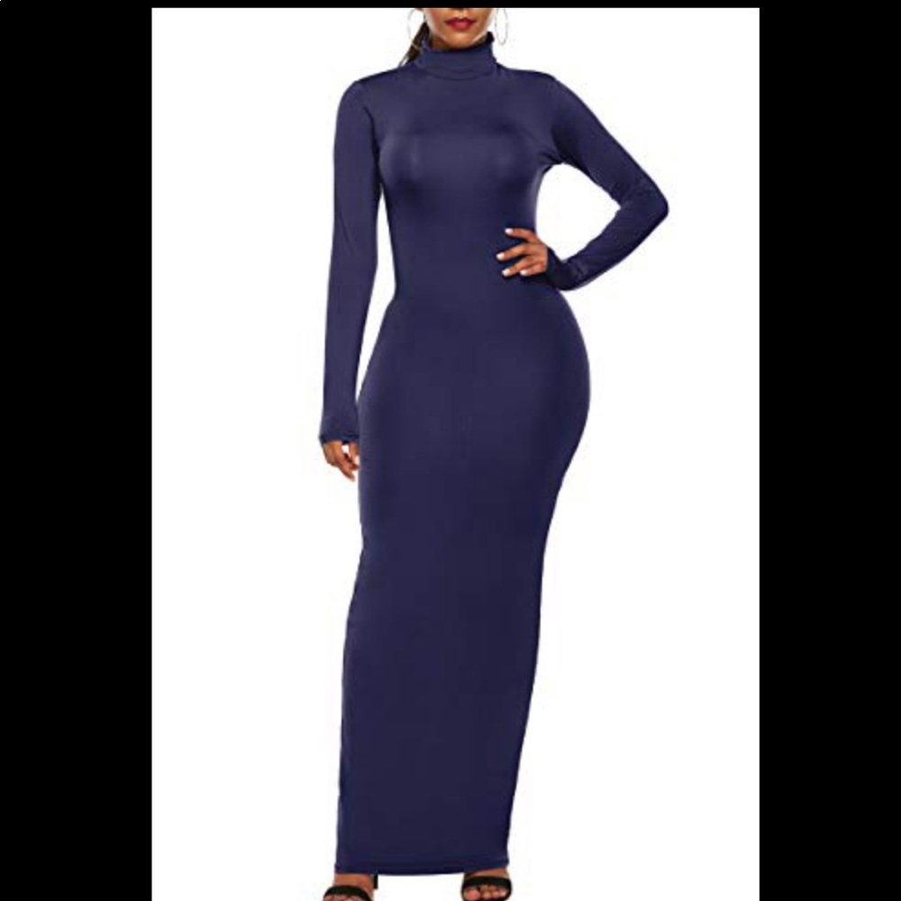 Stretchy Navy blue bodycon maxi dress